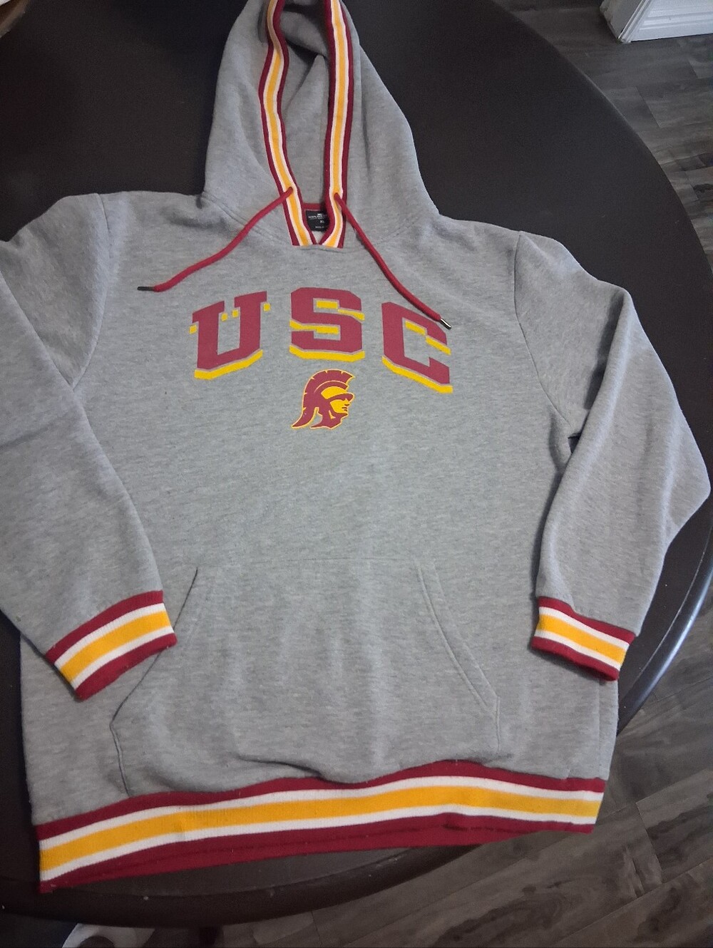 Colosseum Grey Crewneck Hoodie with Cardinal and Gold Trim